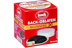 Hoch | runde Back Oblaten | 70 mm | 50 g pro Packung | 1er Pack | Glutenfrei | Vegan | Esspapier zum Backen von Makronen & Lebkuchen