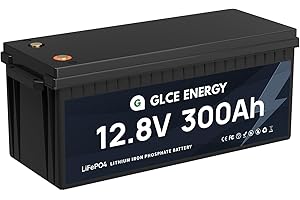 GLCE ENERGY Batteria al litio LiFePO4 da 12 V, 300 Ah, 3840 Wh con celle di grado A e BMS, 4000 ~ 15000 cicli, supporto series/parallelo, perfetta per solare, camper, uso Household