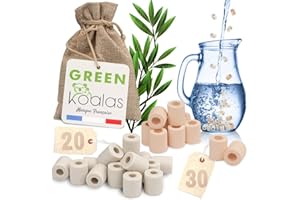 GREEN KOALAS | 50 Perles de Céramique EM® Roses X30 + Grises X20 Pack Purificateur Naturel Filtration Eau du Robinet Carafe Fontaine Gourde Machine à café Bouilloire Billes filtre anti calcaire chlore