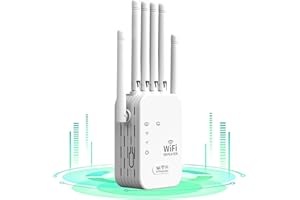 CUSTOM CATCH WLAN Verstärker 6 Antennen, 2025 WiFi Extender WLAN Repeater mit LAN Anschluss, WiFi Verstärker WiFi-Booster Signalverstärker mit Ethernet-Anschluss, Internet Verstärker bis zu 5800 sq.ft für Zuhause