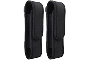 SONGERDUO 2pcs Flashlight Holster, Ultra-Thick Nylon Fabric Flashlight Storage Bag, Flashlight Holder Belt Carry Case Flashlight, Flashlight Protection Bag Portable Waist Bag, Black
