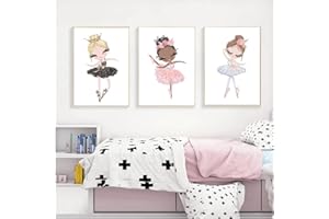 Youihom 3 Cuadro Habitación Niña Laminas Bailarinas de Ballet Poster Princesa Decoracion Pared Dormitorio Bebe Infantiles Regalo Lienzo A3 sin Marco