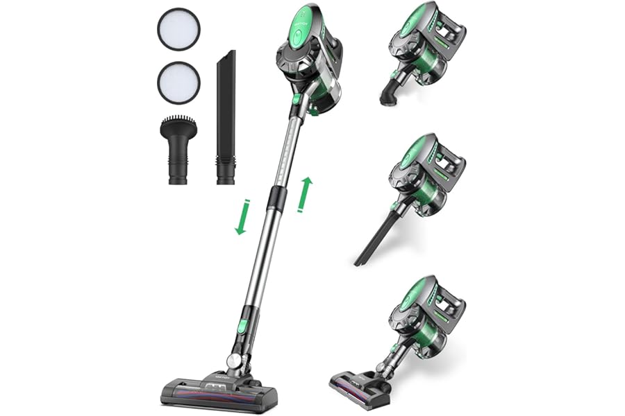 Vactidy V8.25KPa Wireless Vacuum Cleaner Powerful 4 in 1 Cordless Electric Broom, Ultra-Light Portable Vacuum Cleaner, 35 Min Autonomy with Removable Battery