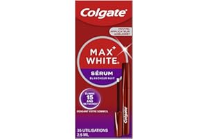 COLGATE- Max White Ultimate Sérum blancheur nuit 2,5 ml- Gel blancheur qui élimine 15 ans de taches*- 35 utilisations- Doux pour l’émail- Facile d’utilisation -Blanchit les dents pendant votre sommeil