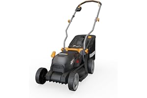Worx WG733E 20V 33cm Cordless Brushless Lawn Mower – 4.0Ah Battery & Charger – Cut-to-Edge, 6-Position Height Adjust, 35L Grass Bag, Ideal for Small Gardens Up to 200㎡