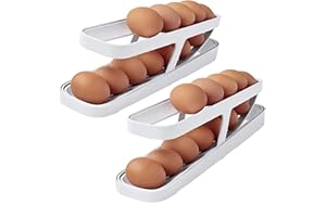 KOKITS 2 Piezas Refrigeradores de Huevos,Contenedores de Huevos Para Refrigeradores,Estantes de Huevos de 2 Capas Para Almacenar 12 - 14 Huevos.