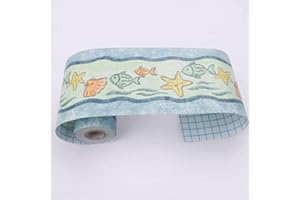 GOUIERYLIN Cenefa Autoadhesiva Para DecoracióN De Pared De Cocina, BañO,Pvc Cenefa Autoadhesiva Para DecoracióN Pequeña estrella de mar de pescado 10.6×1000cm