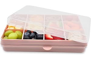 melii Snackle Box - Unterteilte Snack-Behälter, Lebensmittelaufbewahrung für Kinder, herausnehmbare Trennwände, Kunst & Handwerk, Perlen, BPA-frei - 12 Fächer (Rosa)