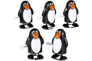 SAFIGLE 5pcs Christmas Wind up Stocking Stuffers Toys Winter Clockwork Penguin Walking Toy Holiday Party Favors Games for Kids