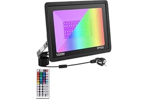 WOWSPEED 2 IN1 Projecteur Lumière UV RGB Extérieur, 100W Lumière Noire Ultraviolet, Lumière Noire LED UV avec Prise & interrupteur et Télécommande, IP65 Noire Lampe pour Aquarium, Soirée,Néon, Bar (100W, 1PC)