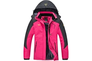 YSENTO Damen Winterjacke Wasserdicht Skijacke Outdoor Softshelljacke Warm Fleecejacke Funktionsjacke mit Abnehmbarer Kapuze