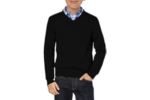 Haloumoning Maglione da ragazzo con scollo a V, uniforme per bambini, a maniche lunghe, tinta unita, casual, leggero, lavorato a maglia