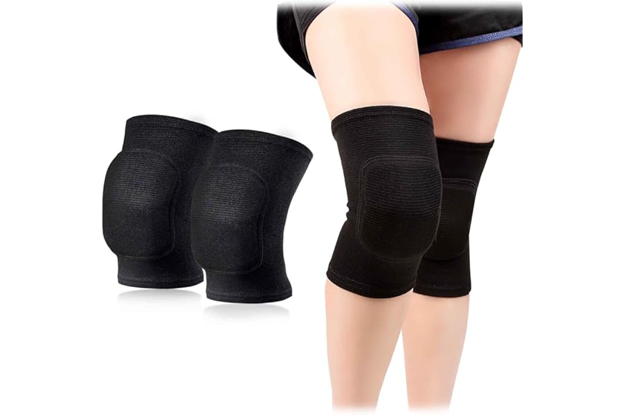 AYNKH 1 Pair Stretchy Knee Pads, Full Black Soft Brace Breathable Sleeve Protective for Dance Volleyball Football Yoga Tennis Cycling Jogging