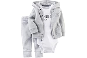 Odziezet Conjunto Recién Nacido Bebé Mono Niño Niña Abrigo Sudadera Invierno Primavera Otoño 3PC 3-18 Meses