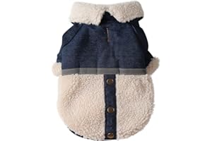 JoyDaog Abrigos de perro con cuello en V para perros pequeños, forro polar, chaqueta cálida para cachorros para el frío invierno, talla S