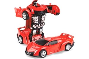 Highttoy Transforming Car for 3-7 Year Old Boys Girls,Friction Powered Car Robot Toys Transforming Robot Toys for Toddlers Kids Birthday Gifts for Boys Girls Age 3+ Red