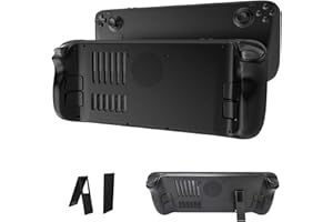 Plaque arrière de Remplacement pour Steam Deck avec Support à Angle réglable, DOBEWINGDELOU DIY Accessoires Housse de Dissipation Thermique pour Steam Deck avec 2 Boutons de Hauteur différente Noir