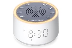 Dreamegg Machine à Bruit Blanc avec Réveil - D1 Nova Reveil Matin pour Bébés et Adultes, 25 Sons Apaisants, 10 Veilleuses, Écran À Intensité Réglable, Réveil sans Téléphone pour Chambres À Coucher