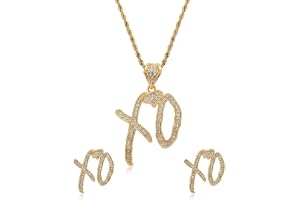 LAOYEFACAI XO Crystal hänge halsband och örhängen | För kvinnor, glittrande smycken, födelsedag och jul, mors dag, spikar och