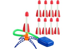 EnixwH 9-delad raketleksak för barn – Raketkastarset för utomhusbruk med 8 raketer och 1 startplatta – Utomhusleksaker, Trädgårdsspel