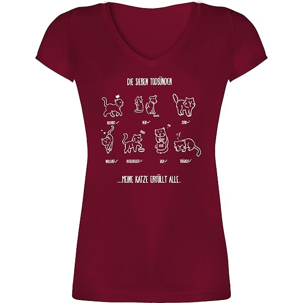 Shirtracer Damen T-Shirt V-Ausschnitt – Lustiges Katzenkostüm-Motiv Für Karneval & Fasching (100% Baumwolle)