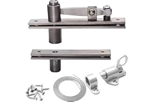 TamBee Hidden Bookcase Hinges Pivot Door Hinge with Lock Hidden Door Hinges for Secret Door 304 Stainless Steel with Spring Latch Lock and Cable,170lbs Heavy Load