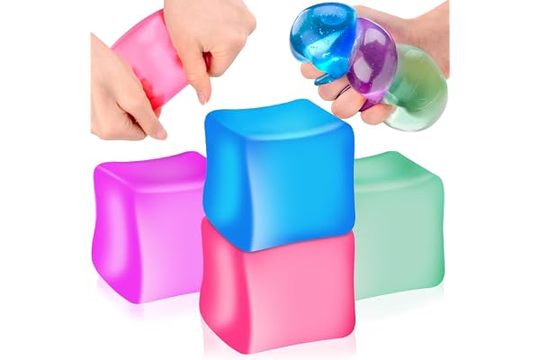 Pipihome 4PC Balle Anti-Stress, Cube Balle Stress, Boule Anti Stress Adulte, Balle Anti-Stress Glaçon Fidget Toys, Balle Anti Stress Enfant, Anti Stress de Glaçons, Anti-anxiété et Anti-Stress (A)