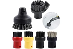 Foreverup Lot de 6 brosses rondes pour nettoyeur vapeur Kärcher SC1 SC2 SC3 SC4 SC5 SC7 CTK10 Brosse de nettoyage vapeur 2 grandes buses brosses rondes + 4 petites buses brosses rondes