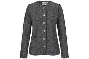 Nübler Trachten Damen Walkjacke Langarm, Grau, Blau