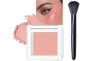 LYNTYAOU Korean Nude Peach Powder Blush With Brush - Natural Glow Matte Face Powder for Long-Lasting Coverage, Blendable Smooth Finish for Women & Girls