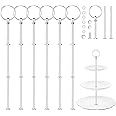 Vicloon 6 Pack Cake Stand Set, Silver Metal Rods Cake Stand Rods, Wedding Cake Stand, 3 Levels, Cake Stand Kit for Wedding Cake Stand, Snack Plate (Plate Not Included)
