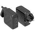 Powerology 140W PD QC 2xUSB-C and 1xUSB-A GaN Charger UK - Black