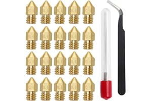 YIXISI 20 Stück 3D Drucker Düse, 0.4mm, MK8 Extruder Nozzle, Messingdüse, (5 Stück Düsenreinigungsnadeln, antistatische Pinzette)