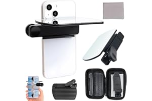 OIXYAZ Spiegeleffekt-Objektiv,Spiegeleffekt Objektiv Handy, Reflexions Spiegel,Spiegelreflexions-Clip-Kit Für Smartphone-Kameras, Verstellbare Klappspiegel Aus HD-Glas Für Smartphone-Fotografie(schwarz)