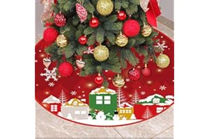 Mateju Weihnachtsbaum Rock Weihnachtsbaumdecke Groß Tannenbaum Unterlage Rund Christbaumdecke Christbaumständer Teppich Baumdecke für Weihnachtsdeko Neujahr Party (120cm,Weihnachtshaus)