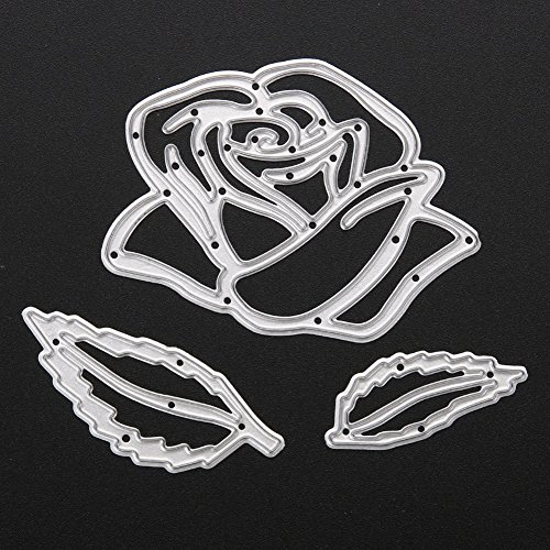 Amazingdeal365 Rose und Blätter Metall Form Schablonen Schneiden DIY Dekor Sammelalbum Karten Buchzeichen Lesezeichen als Geschenk für Freunde Geburtstag Kinder,Kindergarten Hobby Schule Handarbeit Unterricht usw. Ein tolles Geschenk! - 2