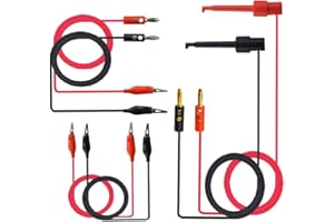 Senven 3 sets - cordons d'essai pour fiche banane de 4 mm, crochet test câble pour multimètre, ligne d’essai pour pince crocodile à deux têtes, kit de ligne d’essai pour multimètre.