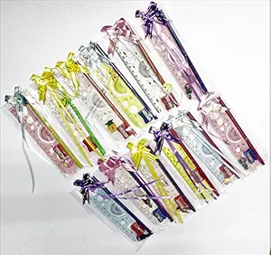 Akki World Stationery Kit with Pencil, Sharpener, Scale, Ruler and Smile Pin (Multicolour)-Set of 12