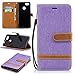 Price comparison product image Jean Cloth PU Leather Wallet Stand Mobile Shell for Huawei P9 lite mini/Y6 Pro (2017)/Enjoy 7 - Purple