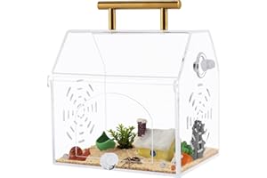 Homtone Mini enclos en acrylique pour araignées sautantes en forme de maison, haute transparence avec porte magnétique et port d'alimentation, convient pour araignées, escargots et insectes