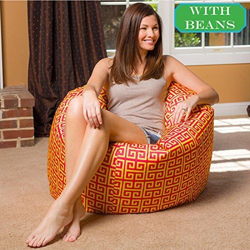 Greek Key Design, Comfort Research HD Printed and Modern Design Bean Bags XXL with Beans by StyleCrome Store