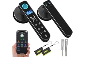 Anweller Smart Door Lock with Display Screen, Biometric Fingerprint Door Lock with Code Keypad APP Keyless Entry Smart Lock Door Handle for Bedroom Home Hotel Office Apartment