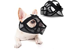AHDMR Muselière pour Chien à Museau Court en Maille Muselière Bouledogue Français/Anglais Réglable Muselière Buccale Chien Respirant Masque Museau de Chien pour Mordre, Mâcher, Aboyer, Entraîner