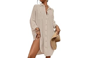 Bsubseach Frauen Badeanzug Coverup Shirt Kleid Button Down Badeanzug Cover Up Beachwear
