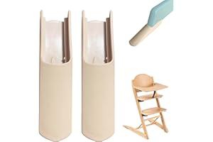 KLINNA 2 Stück Kippschutz für Stokke Tripp Trapp Hochstuhl, Erweitertes Gleiterset als Zubehör, Sicherheit Fußabdeckung und Verlängerung Beinpolster, Stuhlbein Abdeckung für Babystuhl (Holzfarbe)