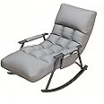 ANSHUN Rocking Chair, Armchair with Adjustable Backrest and Footrest, Lazy Sofa,Rocking Chair with Side Pockets and Silent Base for Living Room, Office and Bedroom