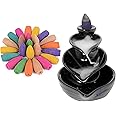 SIGNAMIO® Ceramic Back Flow Incense Holder,Incense Burner with 30 Back Flow Incense Cones for -Pooja,Meditation,Prayer,Aromatherapy Ornament Home Decor-1-Pcs/30 Cones -DN-10