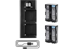 JOIRY 2 X NP-FM500H Batteria di Ricambio e Doppio caricatore Compatibile con Sony A57 A58 A65 A77 A100 A200 A300 A300X A350H A350K A350X A450 A500 A550 A560 A580 A700K A700Z A850 A900