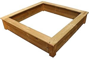 Clamaro 'Beach' Wooden Sandpit 190 x 190 cm Extra Stable Spruce Solid Wood Planks (28 mm Thick, Impregnated), Seat Border with Rounded Edges, Galvanised Screws - 100% Made in Germany