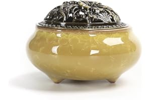 HOLZSAMMLUNG Holz sammlung Quemador de Incienso de Cerámica Tradicional, Quemador de Aceites Esenciales Vela, Decoración de Habitación de Ambientador Difusor de Aire Soporte para Hogar, Oficina, Bebé, Dormitorio#1